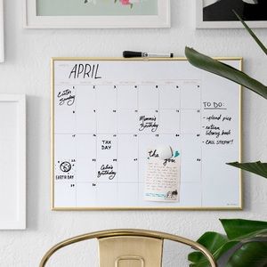 U-Brands Dry Erase Calendar - 16” x 20” Gold